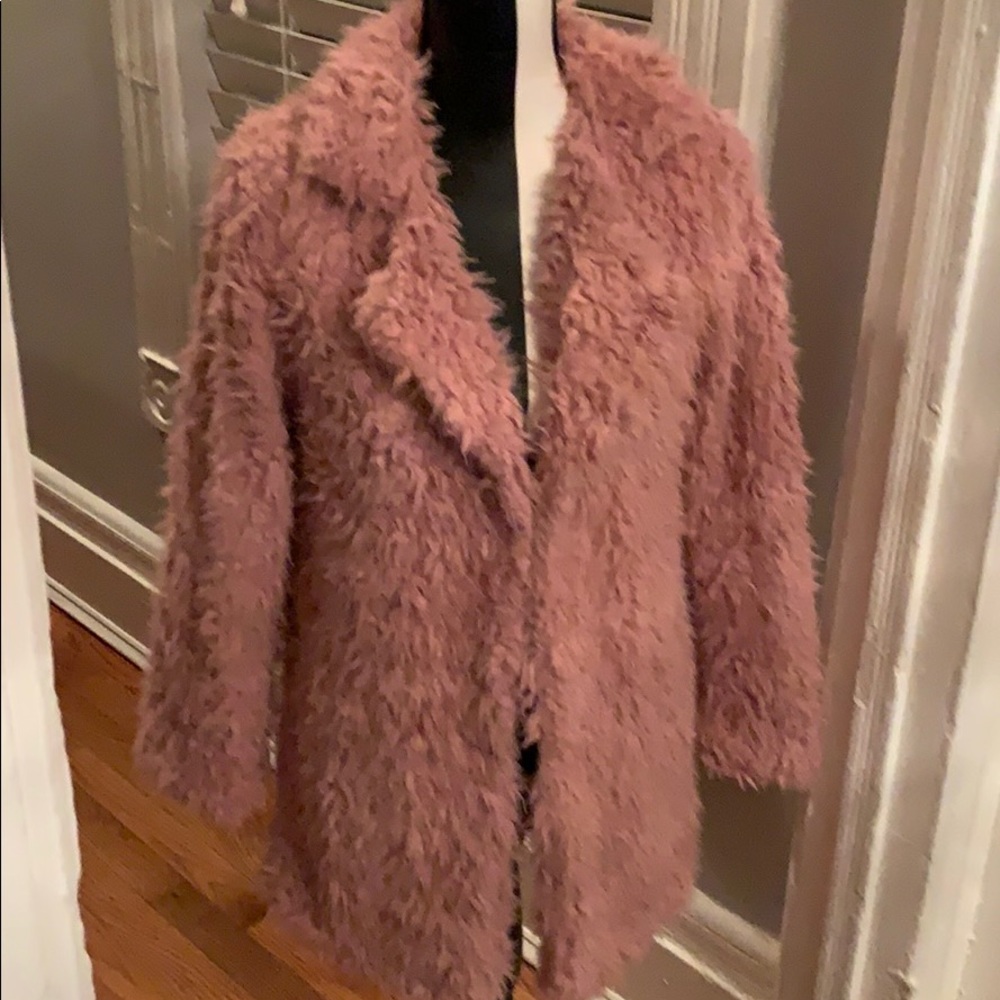Fuzzy pink coat